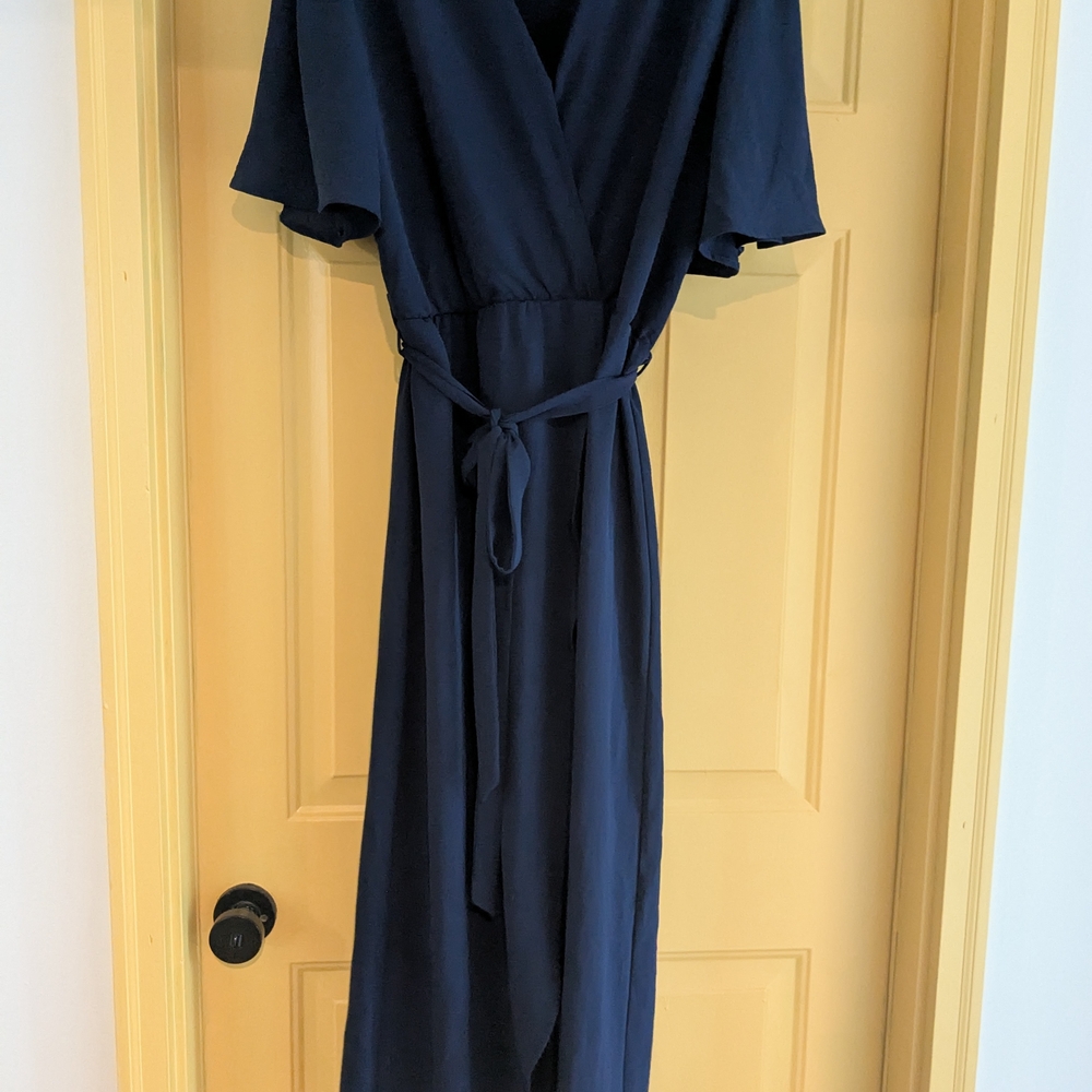 Elegant Navy Wrap Dress